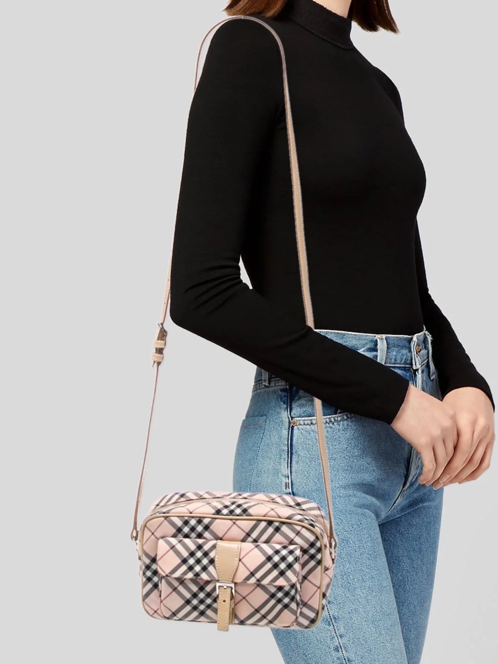 Vintage Burberry Blue Label Pink Nova Check Crossbody Camera Bag